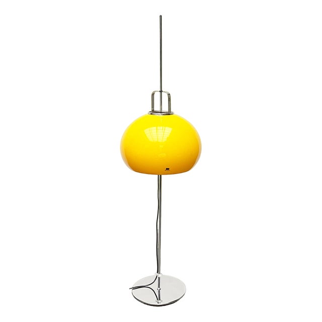 Mid-Century Space Age Italian Yellow Lucerna Floor Lamp from Guzzini, 1960s For Sale
