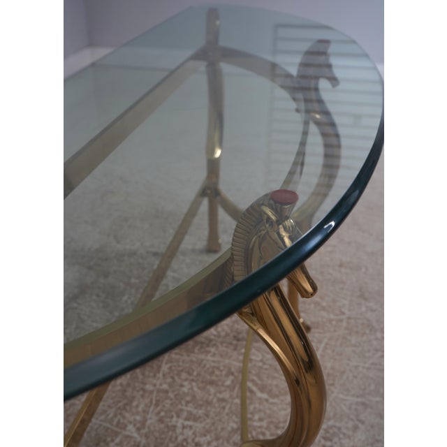 Labarge Brass & Glass Horse Head Demilune Console Table For Sale - Image 9 of 13