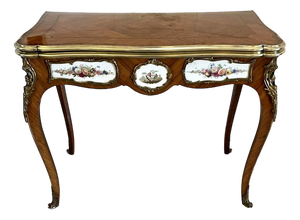 ictorian Porcelain and Ormolu Mounted Kingwood Card Console Table by G T Morant, London, 1850s