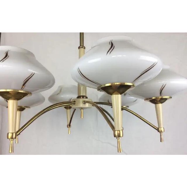 Maison Arlus Maison Arlus Style Mid-Century Glass Globe 6-Arm Chandelier, Circa 1950 For Sale - Image 4 of 7