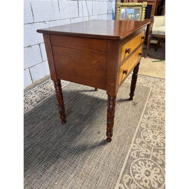 19th Century Antique American Federal Style Two Drawer Work Table or Side Table For Sale In Washington DC - Image 6 of 12