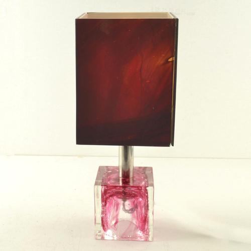 Pink Cubic Table Lamps in Pink Glass from Poliarte, 1960, Set of 2 For Sale - Image 8 of 12