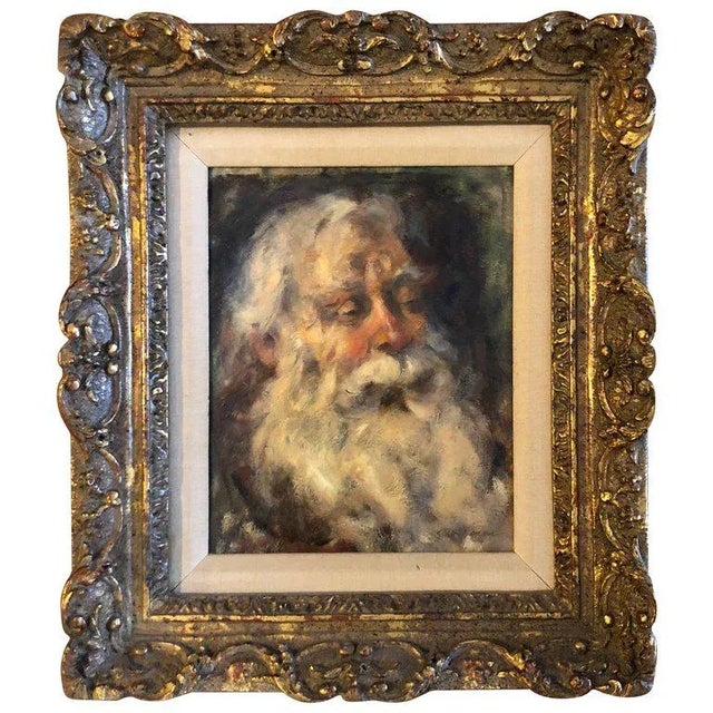 Oil on Board of Talmudic Scholar Attributed to Cydney Grossman For Sale - Image 10 of 10