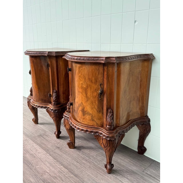 1930s Walnut Bedside Tables, 1930s, Set of 2 For Sale - Image 5 of 18