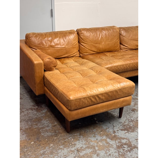 Poly & Bark Napa Leather Sectional Sofa + Chaise, Cognac Tan For Sale - Image 9 of 12