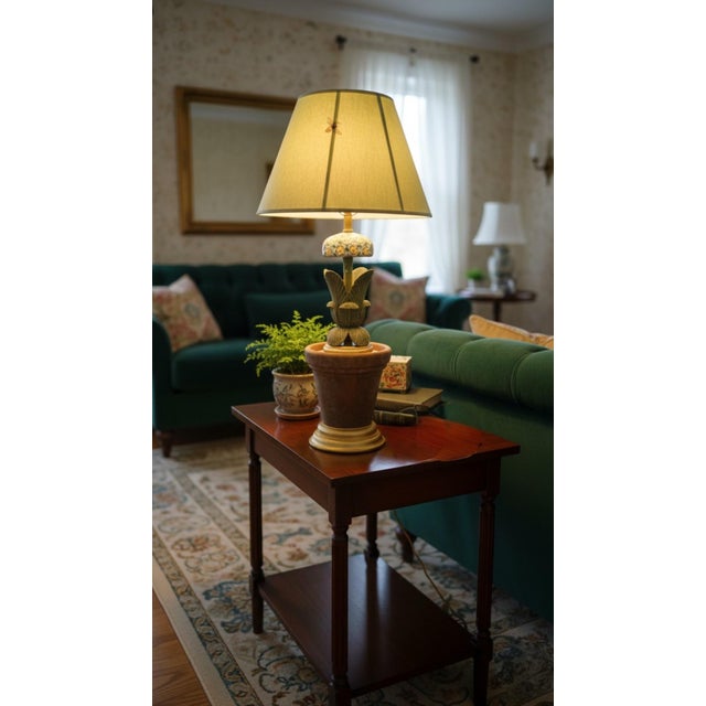 Paper Vintage Whimsical Prime Rose Terracotta Table Lamp For Sale - Image 7 of 7