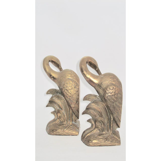 MidCentury Solid Brass Crane Bookends a Pair Chairish