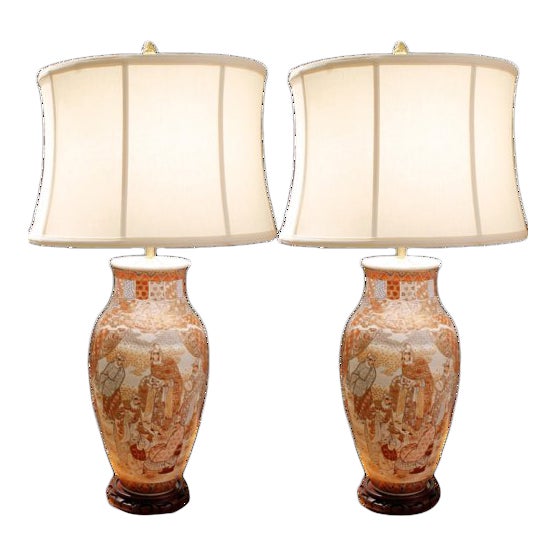20th Century Japanese Kutani Porcelain Vase Lamps a Pair Chairish