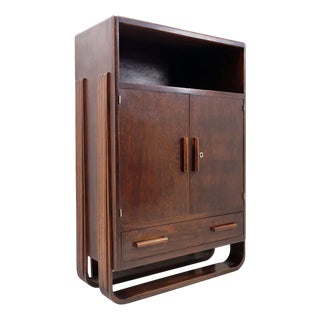 Vintage Art Deco Oak Cabinet, 1930s For Sale