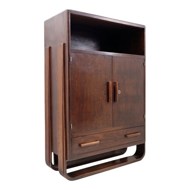 Vintage Art Deco Oak Cabinet, 1930s For Sale