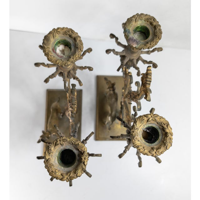 19th Century Pair of French Regency Gilt Bronze Candleholders With Greyhound Dogs For Sale - Image 9 of 14
