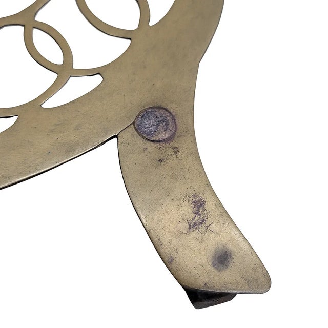 Antique Victorian Brass & Iron Adjustable Open Fire Trivet – Circles For Sale - Image 9 of 10