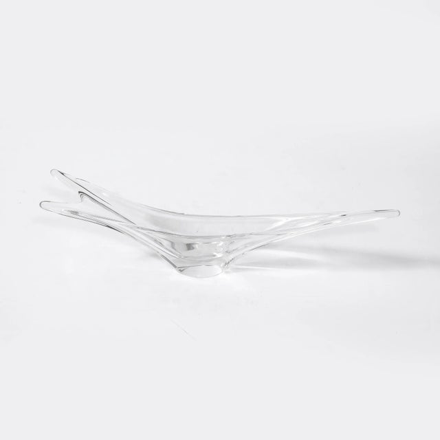 This stunning Mid Century Modern translucent crystal centerpiece bowl was realized by the storied maker Daum in France...