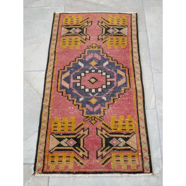 Hand Knotted Door Mat, Entryway Rug, Bath Mat, Kitchen Decor, Small Rug, Turkish Rug - 1′4″ × 2′6″ For Sale - Image 4 of 7