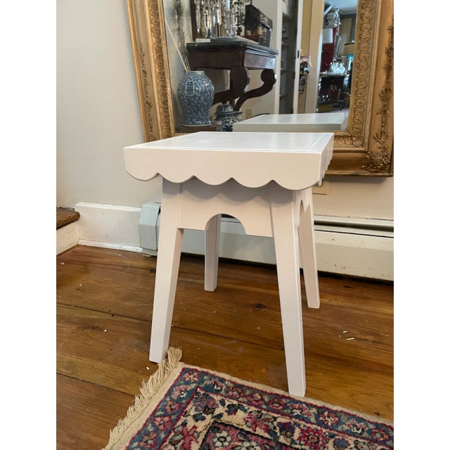 2020s Irwin and Lane White Square Scalloped Side Table For Sale - Image 5 of 7