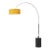 Tambo 92"h 1-Light Arc Lamp, Mustard Linen Shade, Black Oak Base, Satin Nickel, Dimmable, for Living Room or Bedroom For Sale