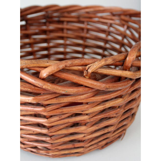 Vintage Large Willow Gathering Basket With Tall Handle For Sale - Image 12 of 16