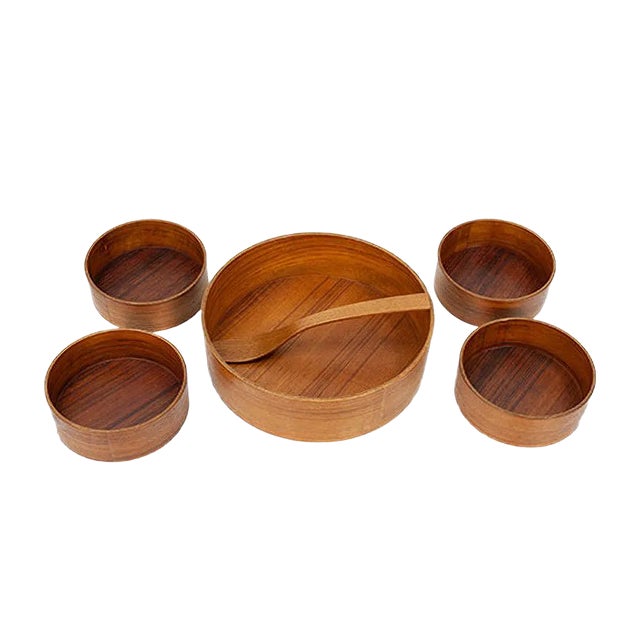 Vintage Teak Salad Serving Set, 1960s, Set of 6 For Sale