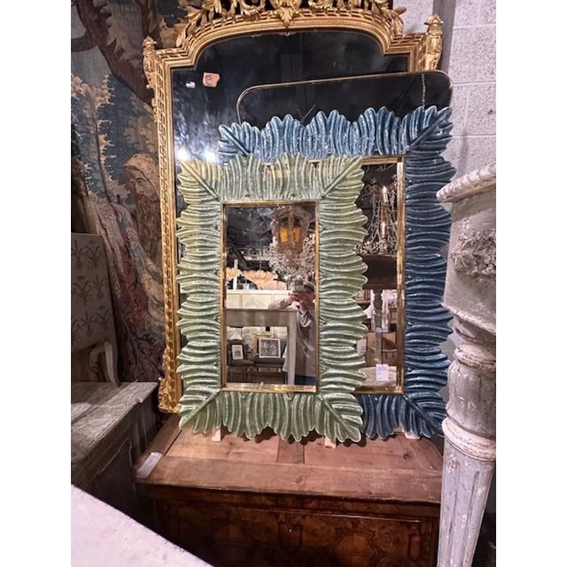 Modern Murano Glass Palm Leaf Mirror For Sale - Image 3 of 7