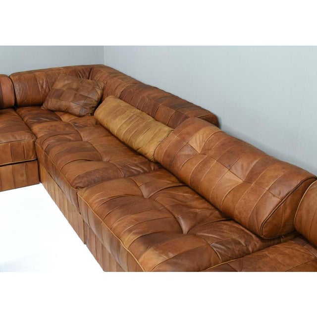 DS-88 Landscape Sectional Sofa in Cognac Tan Leather from de Sede, 1970s, Set of 25 For Sale - Image 6 of 11