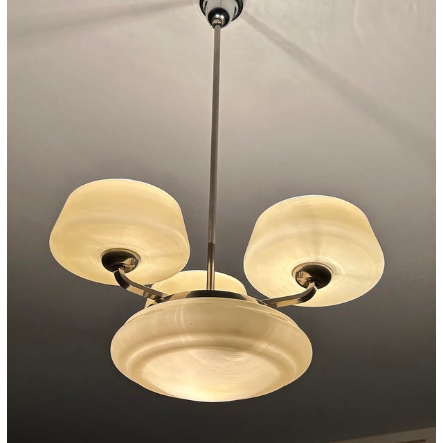 Lage Art Deco Pendant Light in Glass, 1930s For Sale - Image 4 of 18