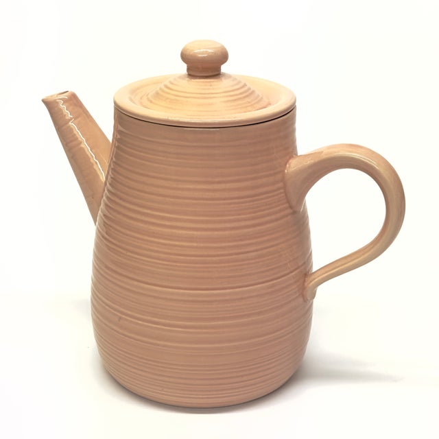 Ceramic Vintage Peachy Pink Ceramic Teapot Curation - Group of 3 For Sale - Image 7 of 16