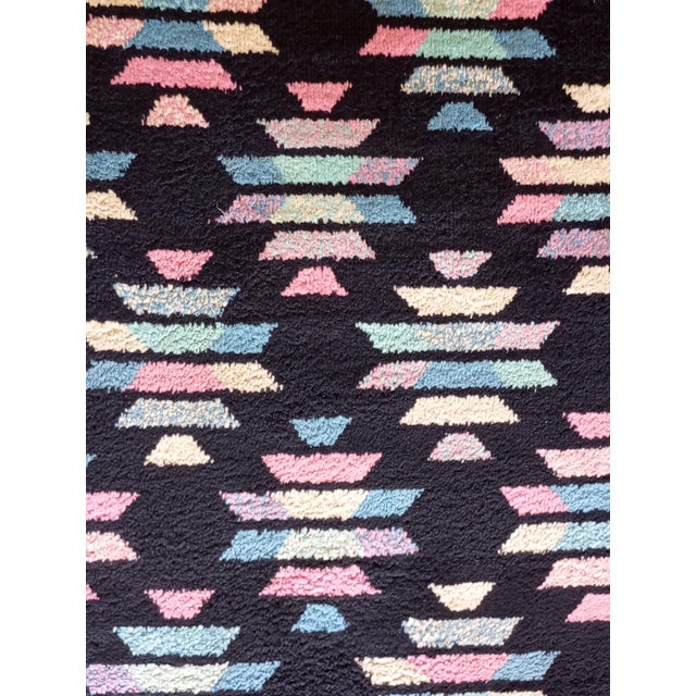 Black Silk Rug with Geometric Designs, 1970s For Sale - Image 4 of 11