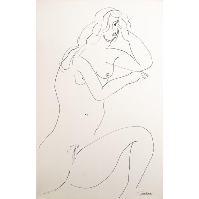 Late 20th Century Norman Carton Nude Woman Ink on Paper, 6 For Sale - Image 5 of 8