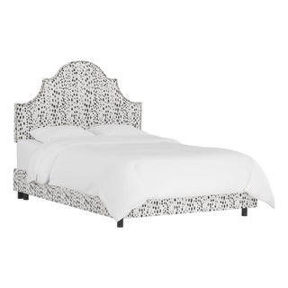 King Bed in Linen Leopard Ink For Sale