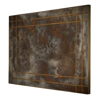 Mid-Century Murano Glass and Brass Console Wall Mirror For Sale