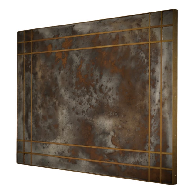 Mid-Century Murano Glass and Brass Console Wall Mirror For Sale
