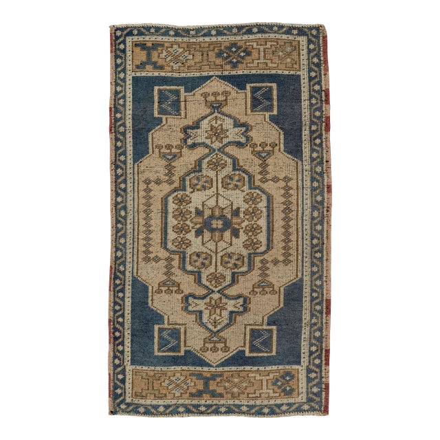 Turkish Mini Rug Oriental Hand Knotted Vintage Rug 1'10" x 3'2" #21189 For Sale