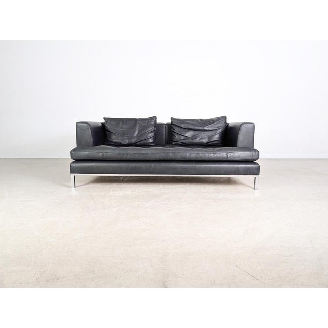DS-0040 2-Seater Sofa in Black Leather from de Sede For Sale - Image 4 of 15