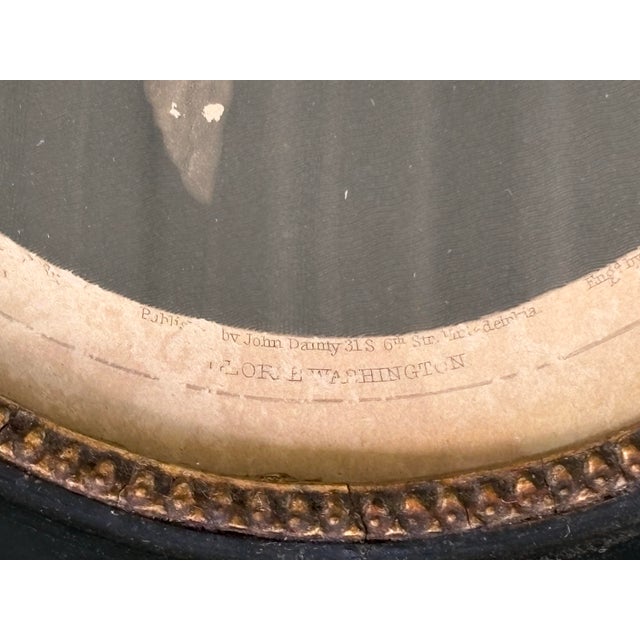 Antique Oval Portrait Prints of George Washington & Martha Washington — Pair, Early 19th Century, Black Ebonized Frames For Sale - Image 4 of 12