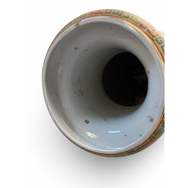 Ceramic Monumental 47.5" Chinese Famille Rose "18 Luohans" Porcelain Floor Vase For Sale - Image 7 of 7