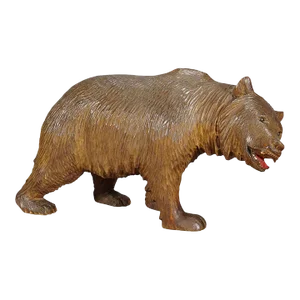 Large Vintage Wooden Strolling Bear Handcarved in Brienz Ca. 1930s