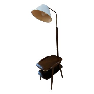 Mid-Century Modern Side Table with Integrated Floor Lamp, 1950s For Sale