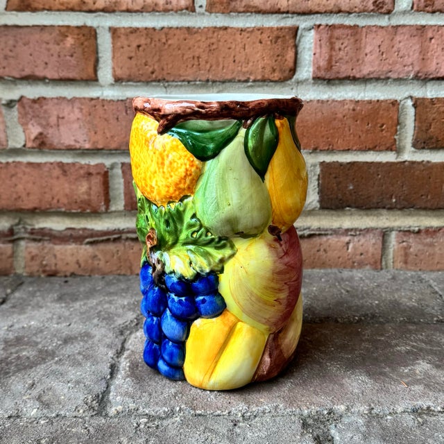 Mid 20th Century Vintage Italian Majolica Vase / Kitchen Utensil Container — 8” For Sale - Image 5 of 10