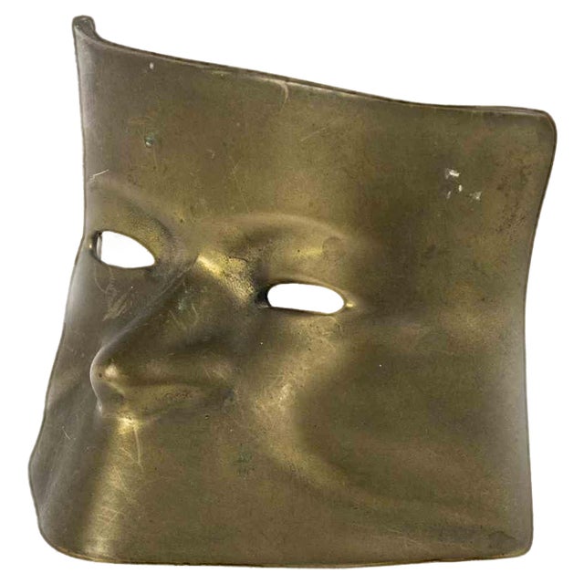 Vintage Brass Mask, Italy, 20th Century For Sale