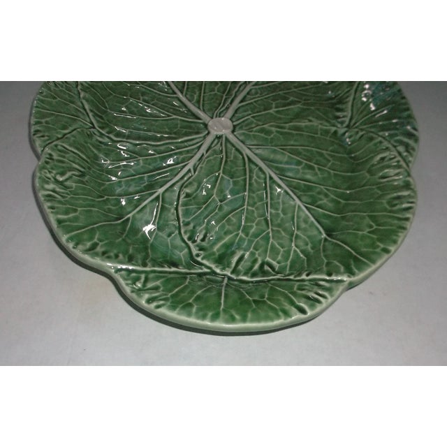 Ceramic Vintage Bordallo Pinheiro Majolica Cabbage Leaf Serving Platter For Sale - Image 7 of 7