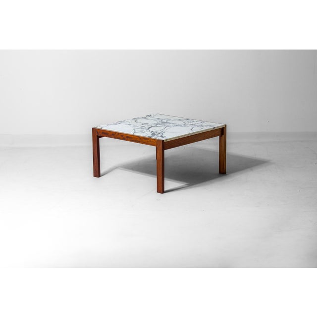 Brown Vintage Coffee Table in Teak and Marble by Alfred Hendrickx for Belform, 1960s For Sale - Image 8 of 8