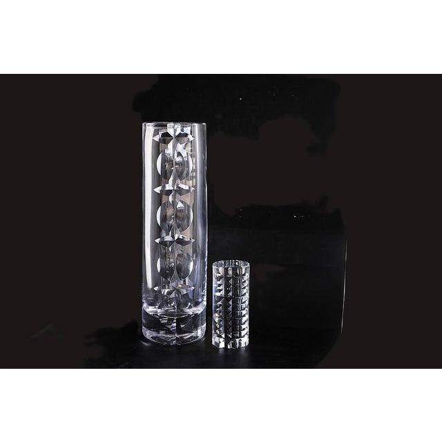 A gorgeous cut and rather large crystal decorative art glass vase and art miniature sculpture or paper weight made and...