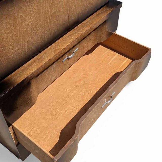 1950s Mid-Century Modern Tallboy Gentleman's Chest With Drop-Front Cabinet For Sale - Image 13 of 18