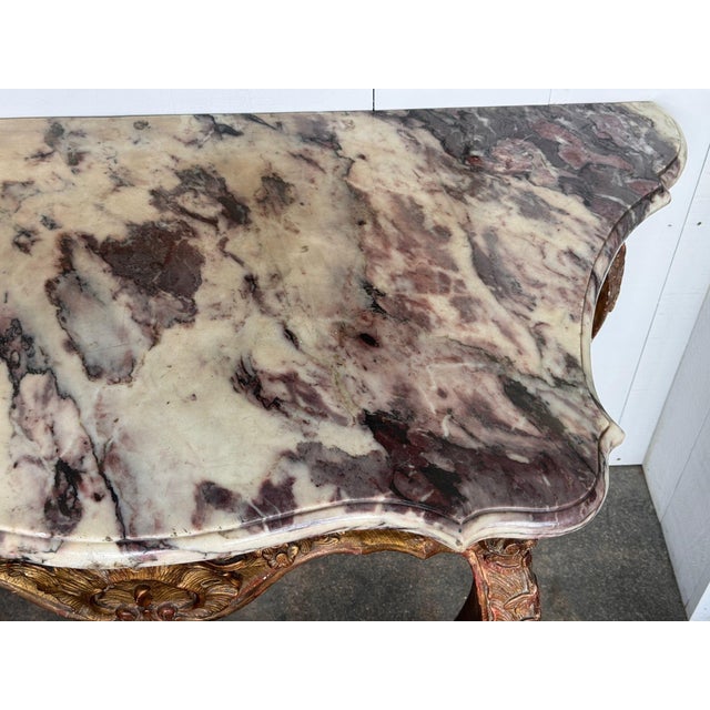 18th Century Italian Giltwood Console With Shaped Marble Top For Sale - Image 9 of 13