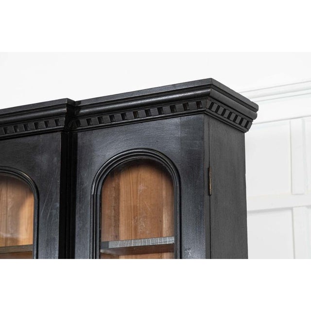 Black Large 19th Century English Ebonised Oak Glazed Bookcase, 1880s For Sale - Image 8 of 17
