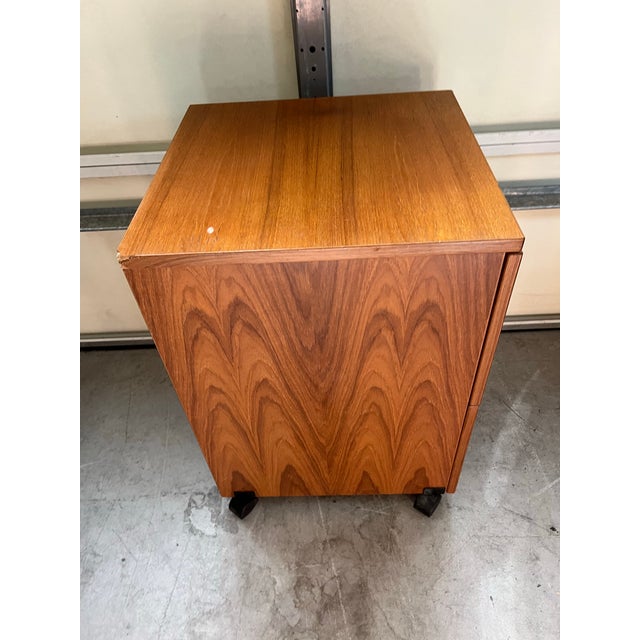Mid-Century Danish Modern Teak Rolling File Cabinet For Sale - Image 4 of 12