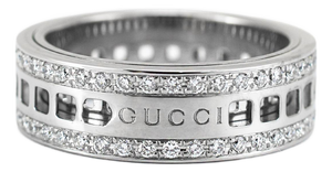 Men’s Retired Gucci 18k White Gold 0.99ctw Diamond Eternity Spinning Band Ring, Size 10