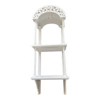 1960s White Tall Curio Wall Shelf For Sale