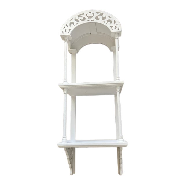 1960s White Tall Curio Wall Shelf For Sale