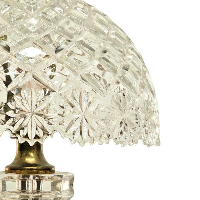 1950s 1950s–1960s Cut Crystal Boudoir Table Lamp With Matching Glass Shade For Sale - Image 5 of 13